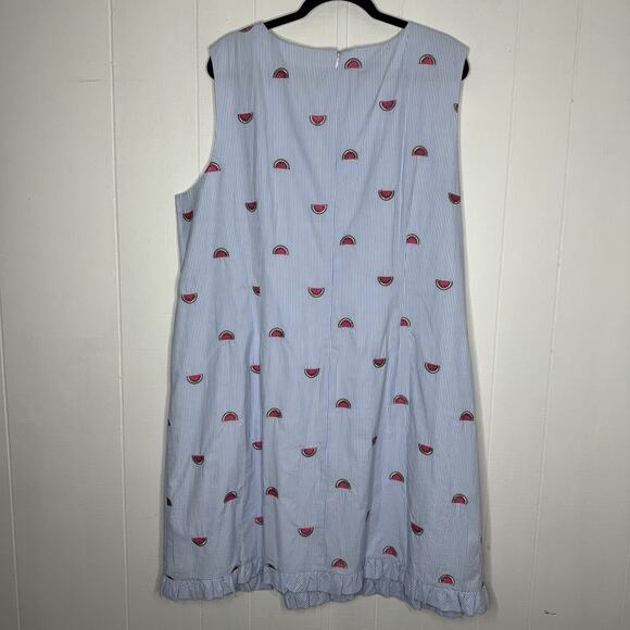 Talbots Women’s Watermelon Embroidered Seersucker Shift Dress Size 22W NWT - Picture 3 of 6